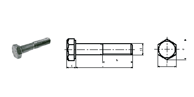 外六角螺栓，半牙